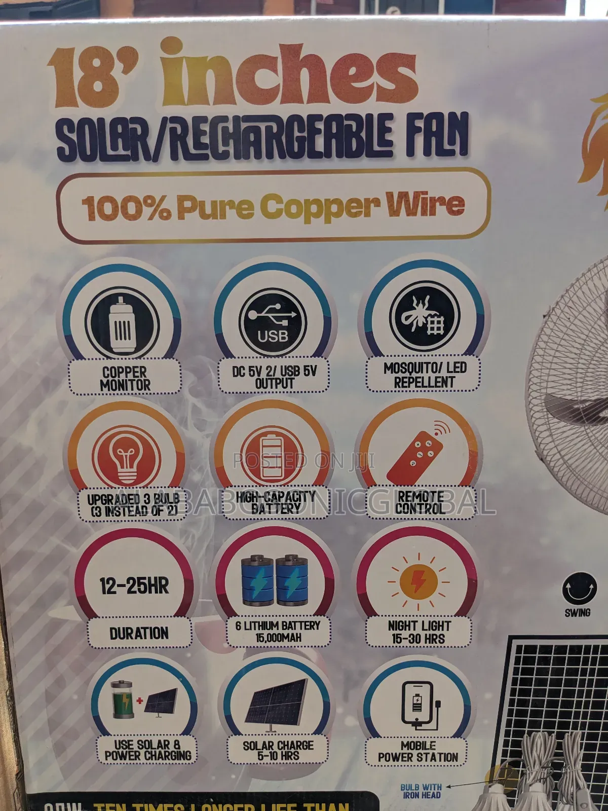 Lion Solar Rechargeable Fan