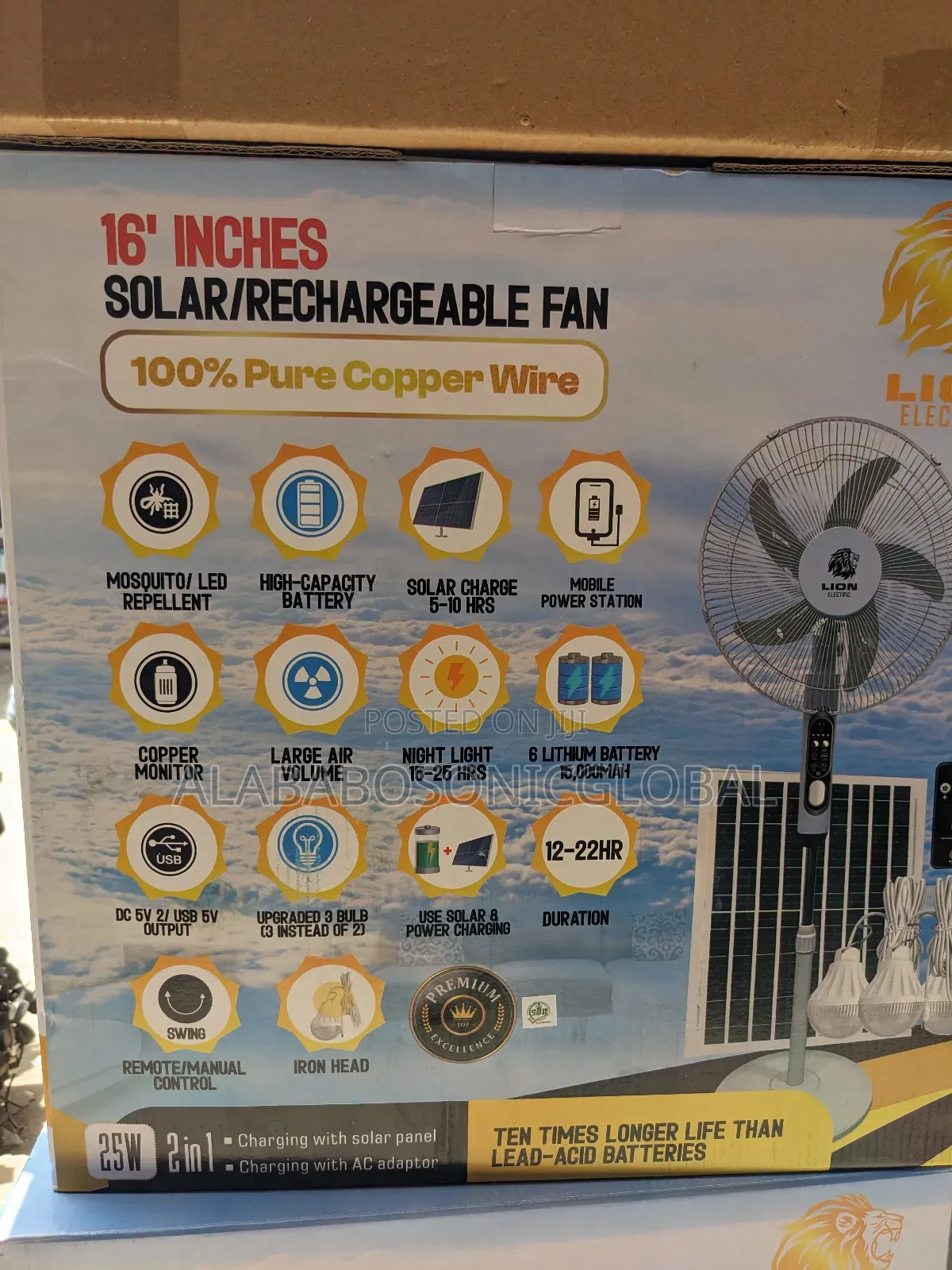 Lion Solar Rechargeable Fan