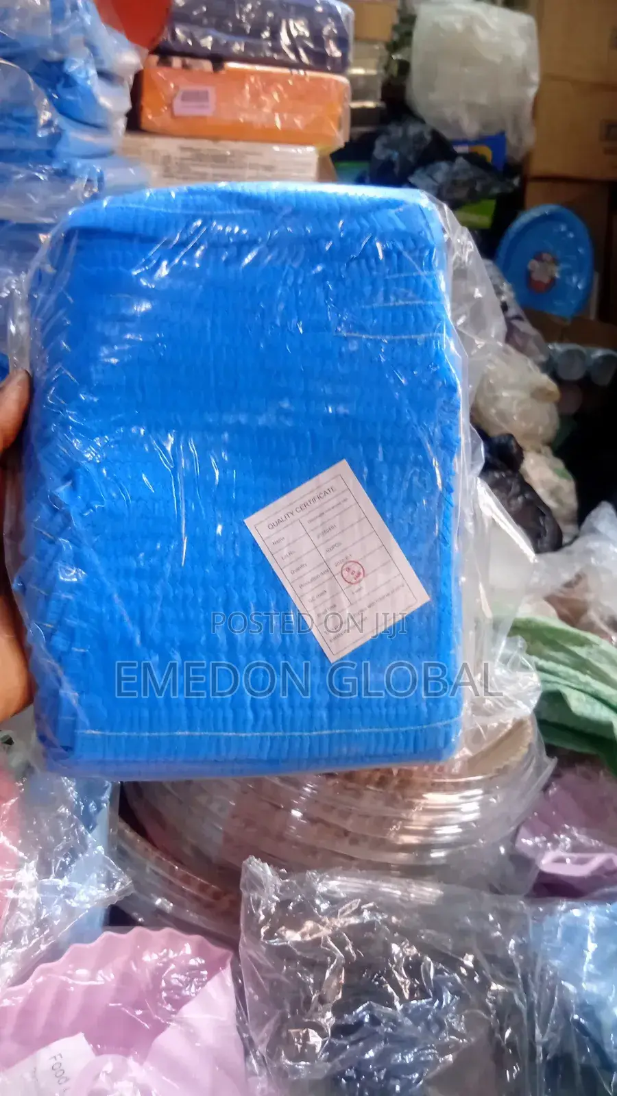 Disposable Blue Bouffant Caps. 100pcs