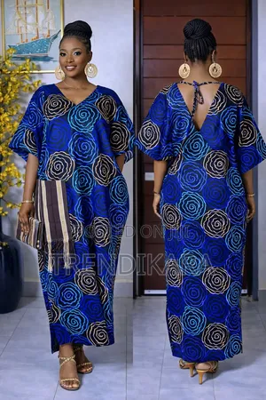 Ankara Bubu Gown With Aso Oke Pocket
