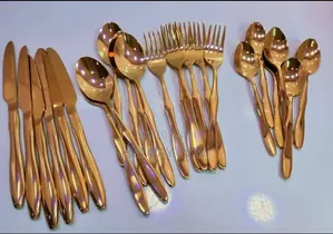 (6pcs) Golden Luxurious Fork, Spoon Knife