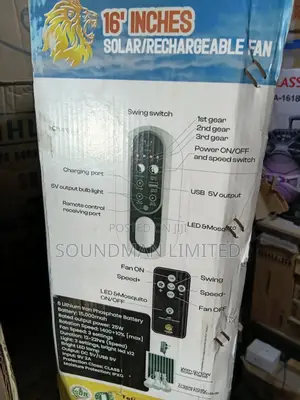 Lion Electric Solar Rechargeable Fan With Solar Panel