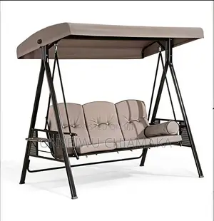 Outdoor 3 Seater Wicker Swing With Canopy Red Cushions