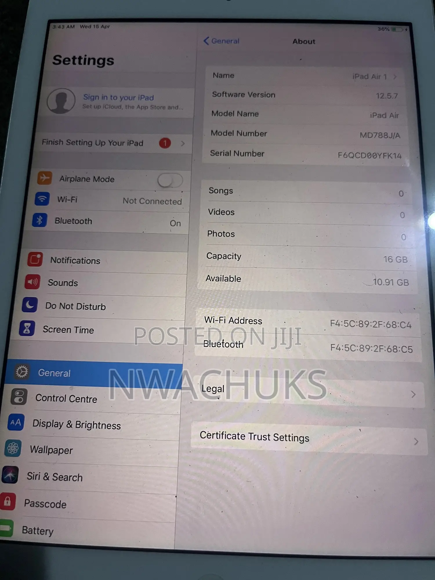 Apple iPad Air 16 GB Silver