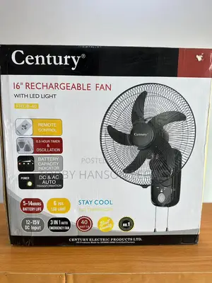 Century Wall Fan FRCB 40 Rechargeable Fan With Five Blades 16 Inches