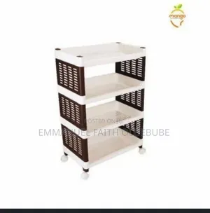 3 Tier Plastic Storage Shelf With Wheel Rectangle Rack