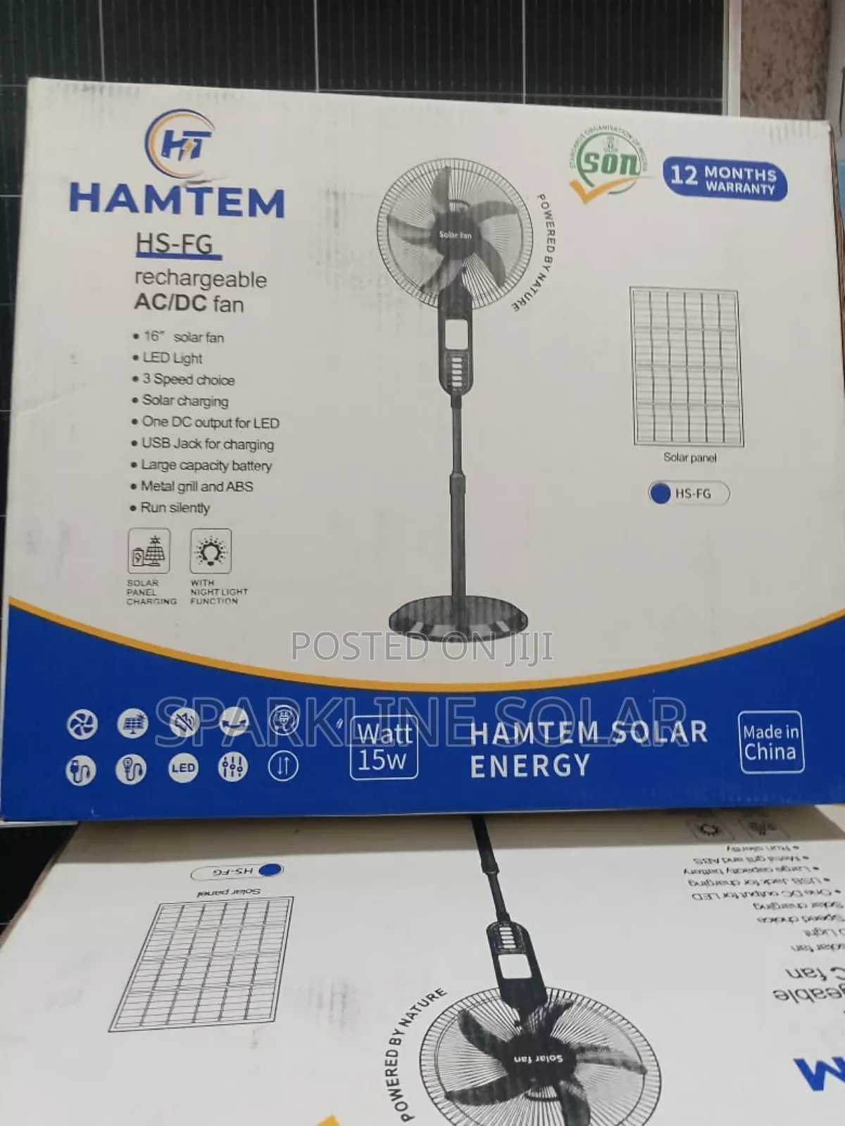 Quality Hamtem 16" Rechargeable Fan Flat Base