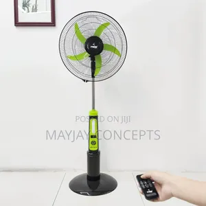 18" Iwin Rechargeable Ac/Dc Solar Standing Fan-Solar Panel and 2-Bulb