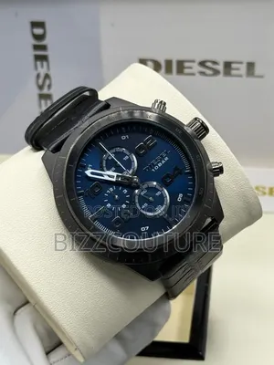 Original Diesel Padlock Leather Strap Watch Available in Store