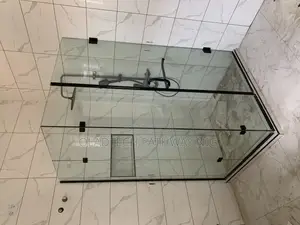 Toilet Cubicle ( Black Accessories) L Shape and Wall to Wall