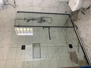 Toilet Cubicle ( Black Accessories) L Shape and Wall to Wall