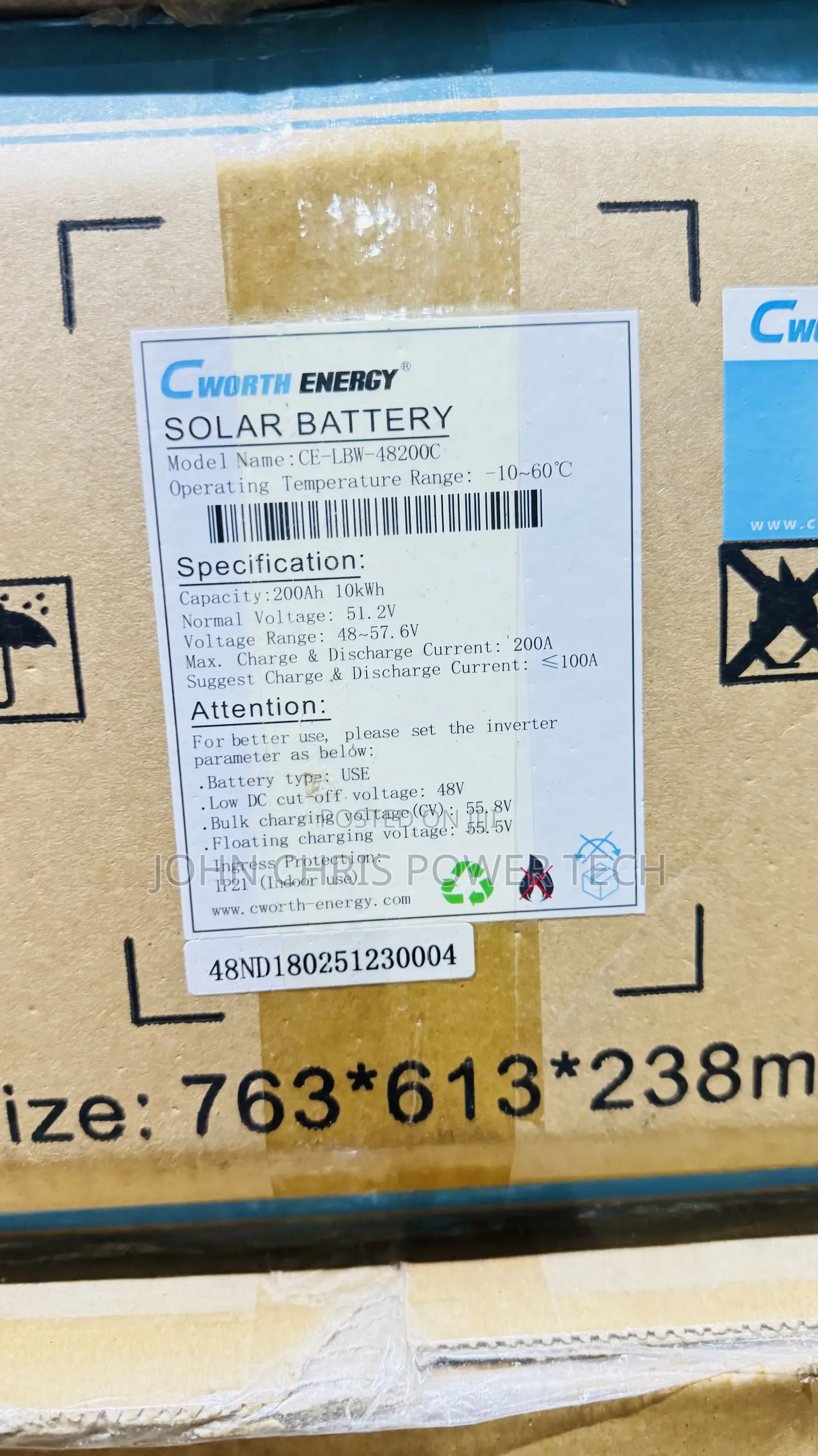 10kwh 51.2v Cworth Lithium Battery