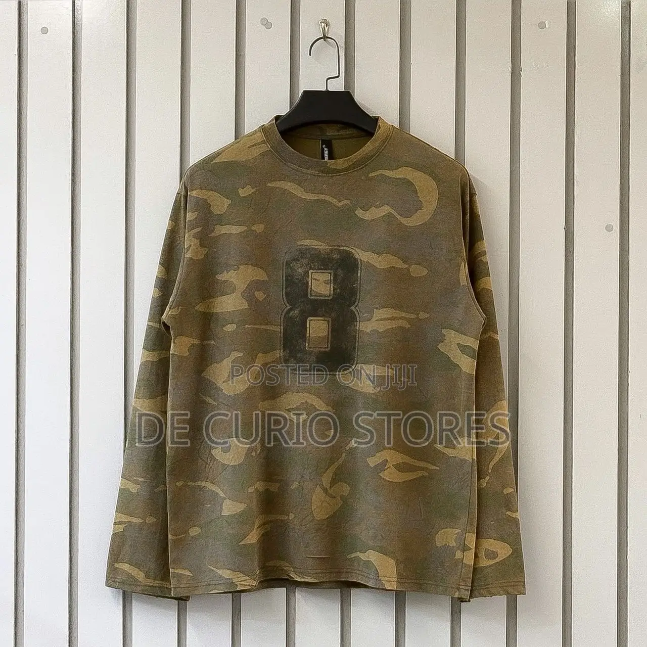 Graphic Distressed Camouflage Long-Sleeve