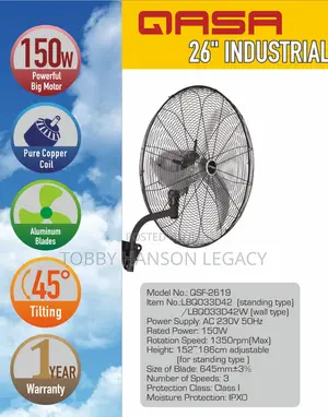Qasa 26 Inches Industrial Fan QSF-2619 Wall Fan