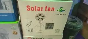 Jiuhang 16-Inch Solar Rechargeable Fan With Remote, Panels and Bulbs