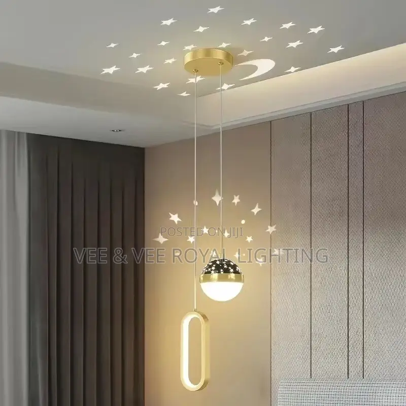 2 Drop Gold Ceiling Light – For Dining, Bedside, Bedroom, Sit Outs,