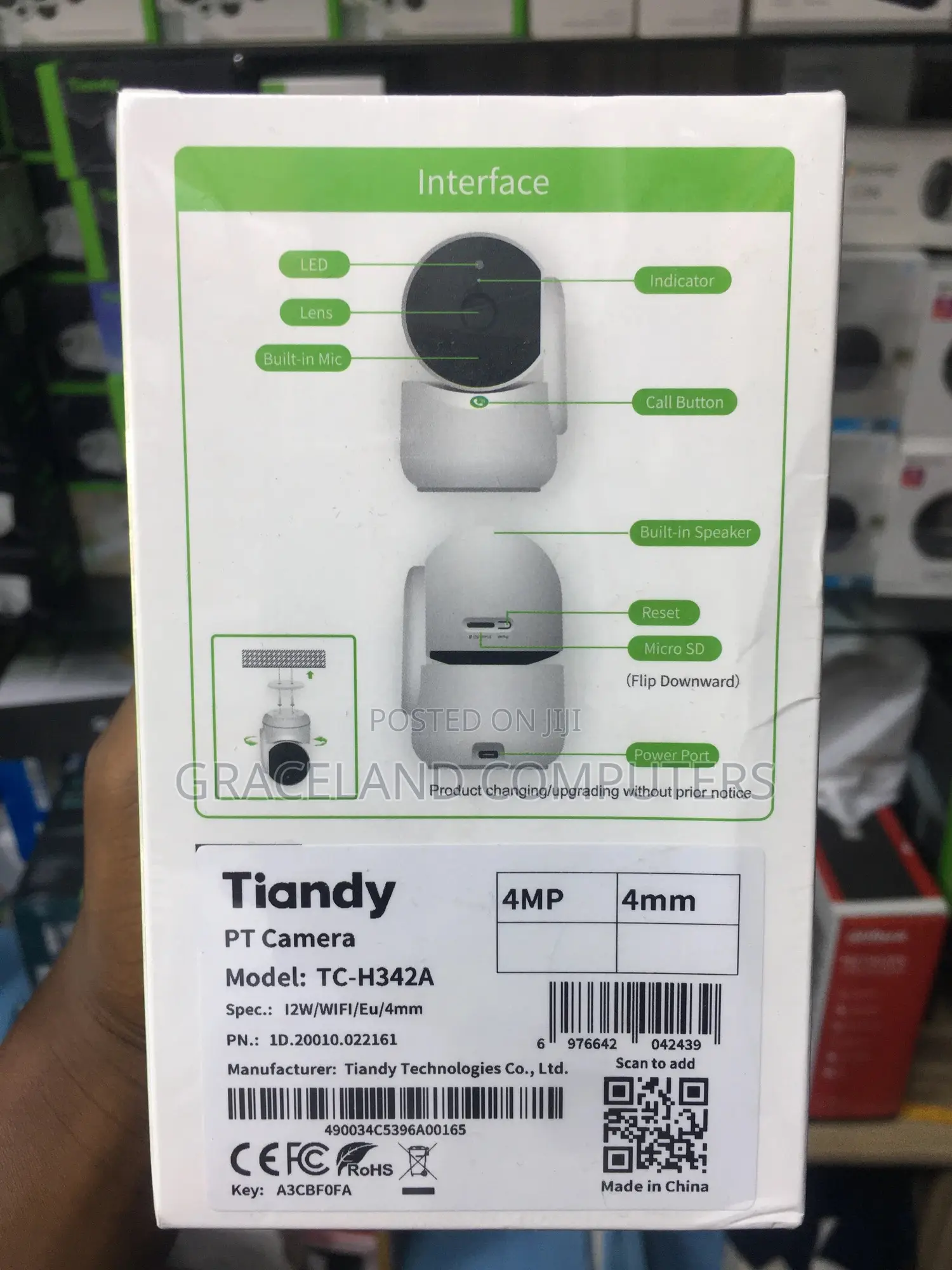 Tiandy Tc-H342a 4mp Indoor Smart Security Wifi Camera