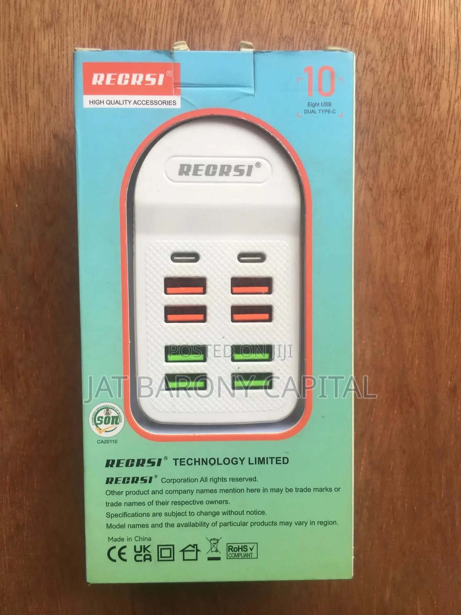 Recrsi 10 Port Usb Wall Socket Adapter