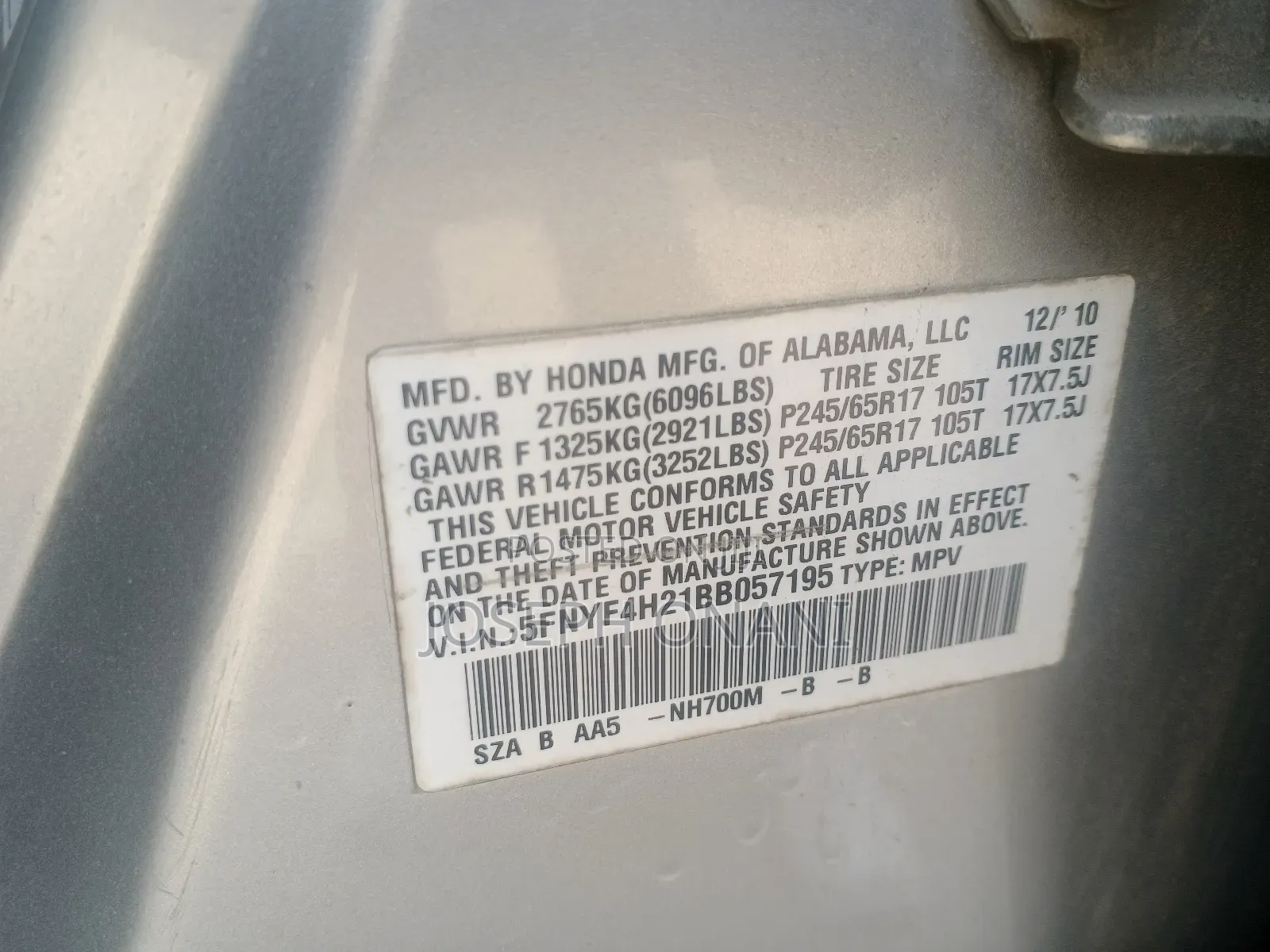 Honda Pilot 2011 Silver