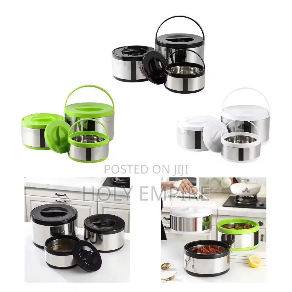 3pcs Thermal Lunch Box Stackable Snack Box Container Stainless Steel
