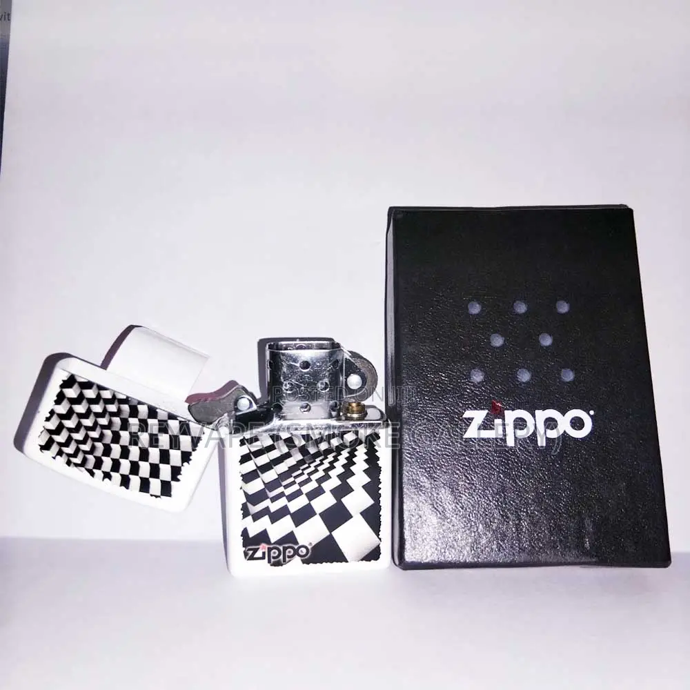 Zippo Black White Boxes Fluid Lighter