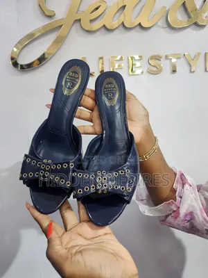 Stylish Bow Party Mules - Navy Blue