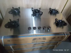 Gas Hob, 5 Burner Stainless Flip Up Gas Cooker
