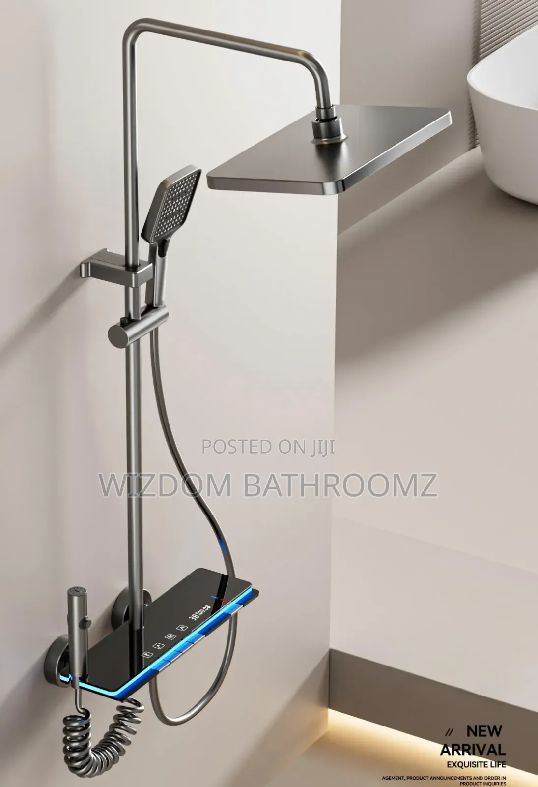 Led Shower Set With Temperature Display.