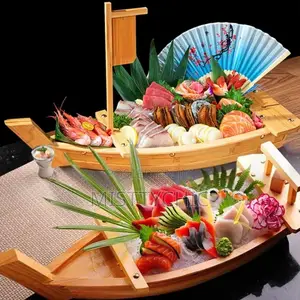 50cm Wooden Food Display With Serving Boat Platter