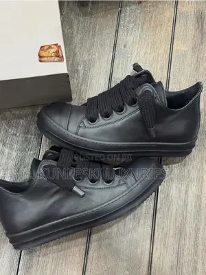 Original Rick Owens DRKSHDW Hexa Black Low Top Leather Sneakers