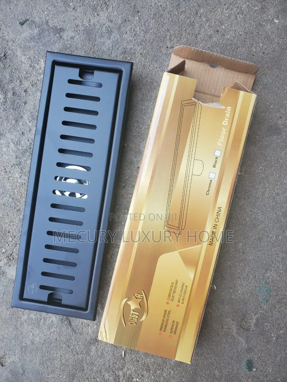Floor Drain Black 30cm