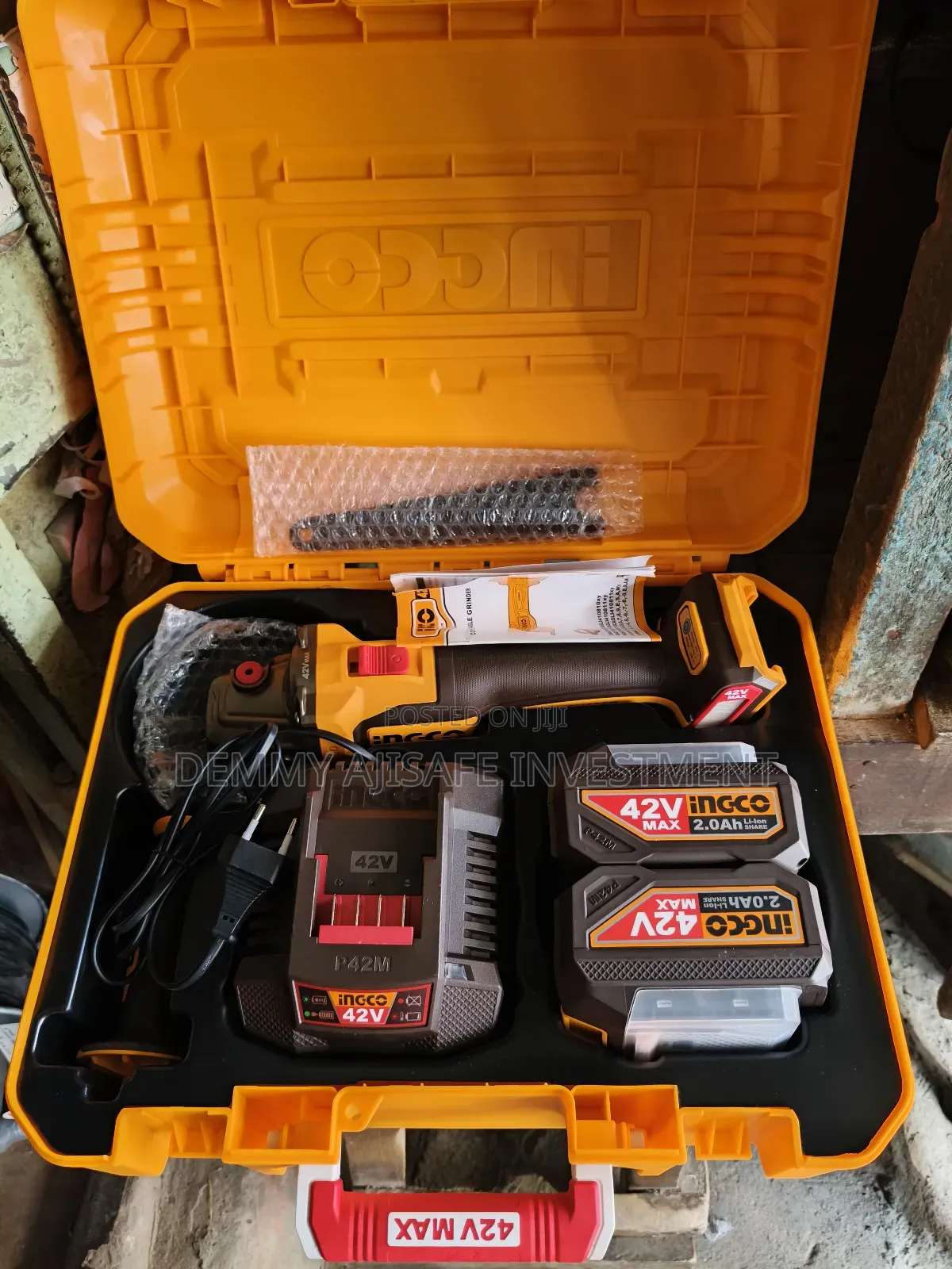42v Max Industrial Cordless Brushless Angle Grinder (Ingco)
