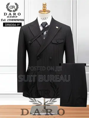 Luxury Men's Pin Stripe Double Breasted 2 Pieces Suit