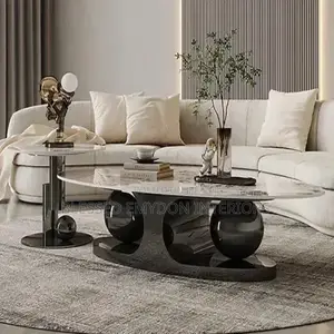2-Piece Oval Coffee Table Set – Black