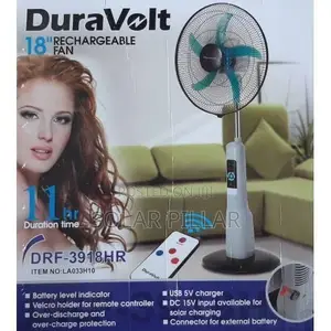 Dura Volts 18" Rechargeable Fan With Remote+ Solar Panel