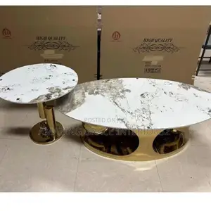 2-Piece Oval Coffee Table Set – Gold