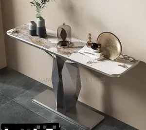 Modern Marble Top Console Table With Metal Bas