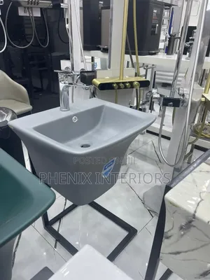 Grey Coloured Modern Luxury Wall Hung Wash Hand Basin.