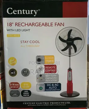 18" Century Rechargeable Fan With Led Light Ac/Dc 18 Inch