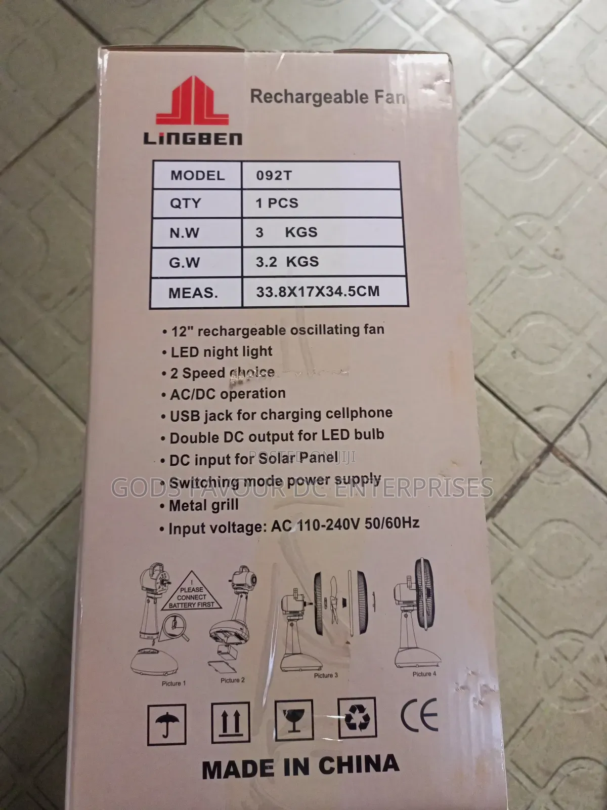 12 Inches Rechargeable/ Sola Table Fan