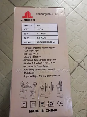 12 Inches Rechargeable/ Sola Table Fan