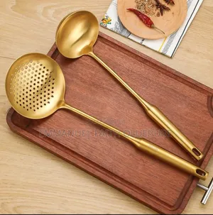 Quality 304 Stainless Steel Gold Single Cooking Spoon