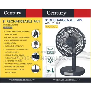 Century Fan FRCT 20-D Rechargeable Fan. 8 Inches