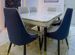 Family 6 Seater Marble Dinning Set Available for Sale
