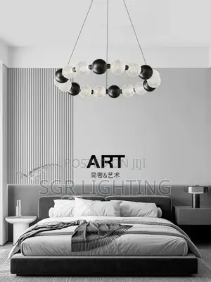 Nordic Round Acrylic Iron Ball Pendant Lamp for Dining Living Room