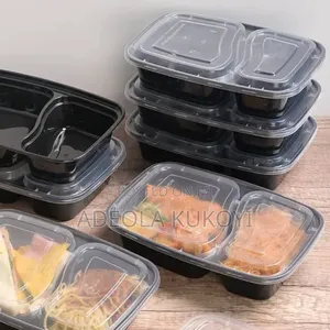 (1000pcs) Of 2 Compartments Disposable Takeaway Plates