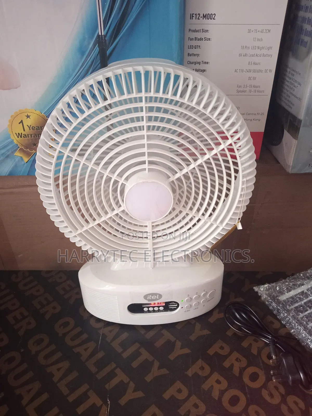 Itel Rechargeable/ Bluetooth Fan 12" With 2 Years Warranty