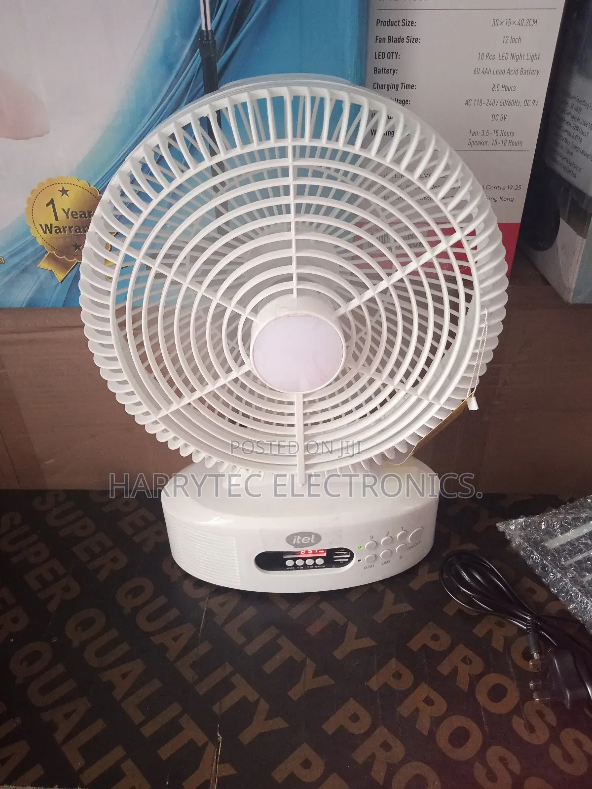 Itel Rechargeable/ Bluetooth Fan 12" With 2 Years Warranty