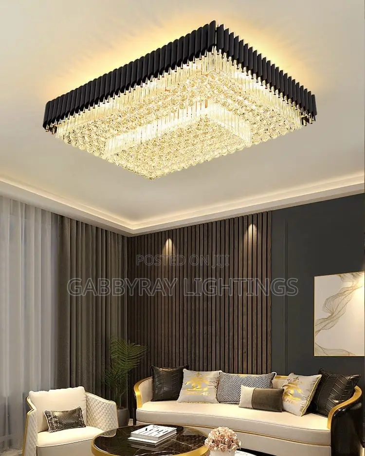 Rectangular Crystal Flush Chandelier