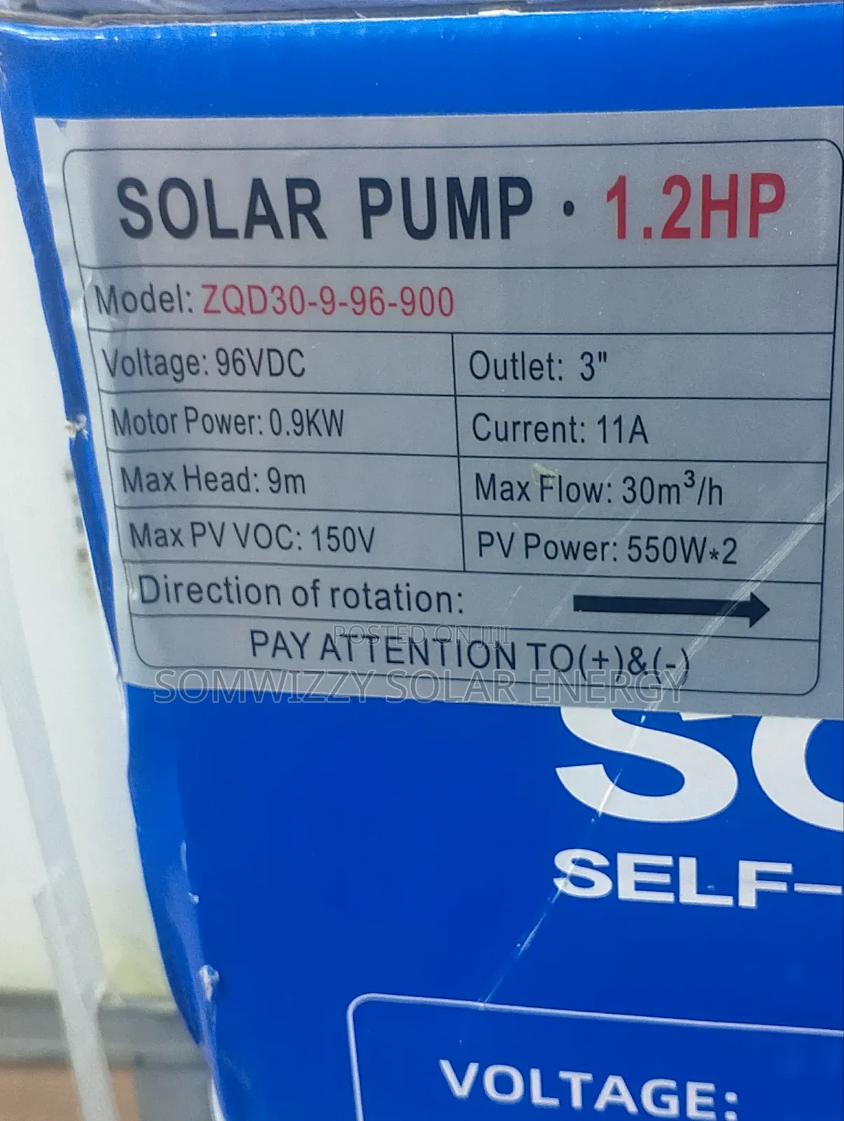 High Quality Solar Self Priming Pump. 1.2hp
